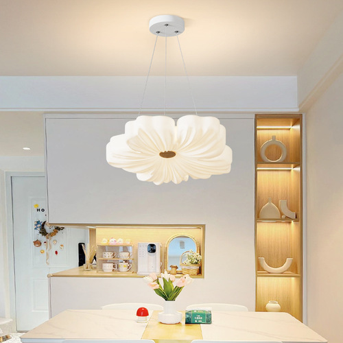 Cream Wind Eye-Caring Lighting Full-Home Combination Set Modern Minimalist Elegant Creative Petal Smart Ceiling Lamp for Living Room