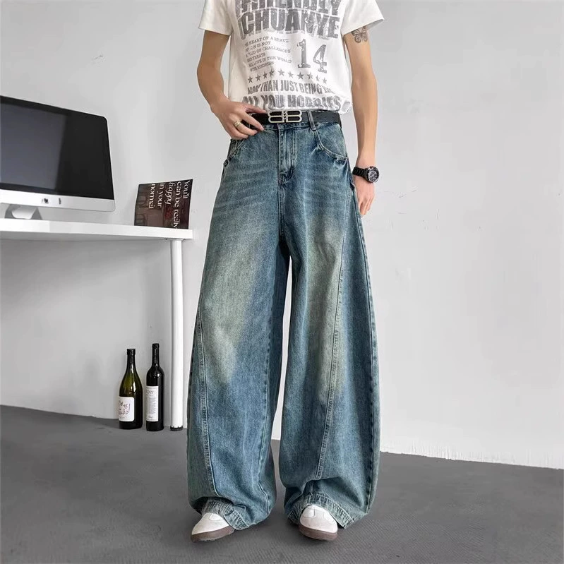 2025 персонализированные буквенные джинсы гонконгский стиль модный мужской летний новый хип-хоп ins прилив высокой улицы тренд красивые брюки