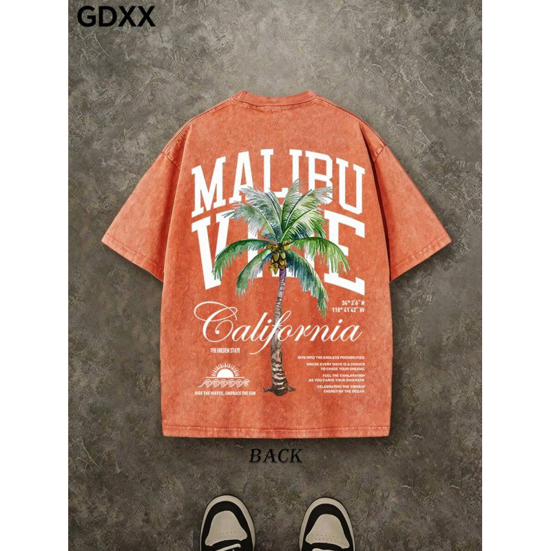 Ropa de hombre Tallas grandes Camiseta de algodón puro con estampado gráfico de palmeras Top casual para hombre Para ocasiones formales e informales Para hombre_voghion.com