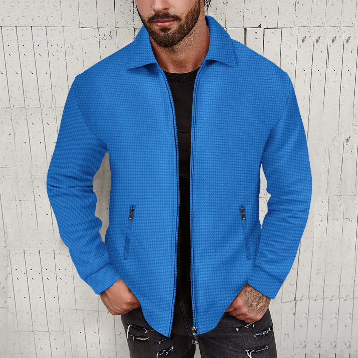 Men's Solid Colour Casual Jacket With Pockets And Zipper Spring_voghion.com