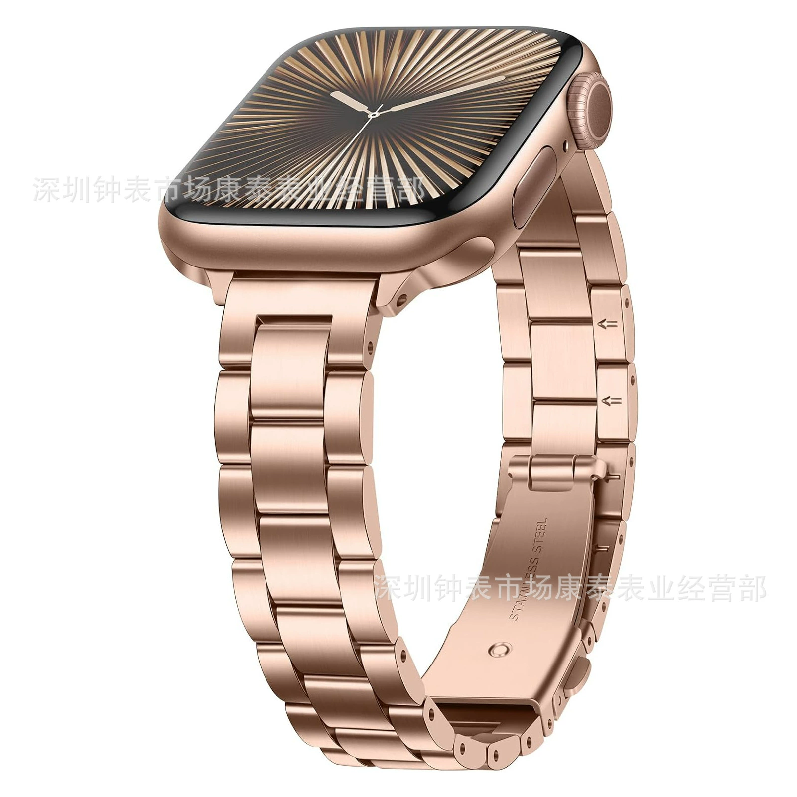 Подходит для ремешка Apple Watch10 поколения 14мм маленький трёхбусиновый ремешок iwatch маленький трёхбусиновый цельностальной ремень