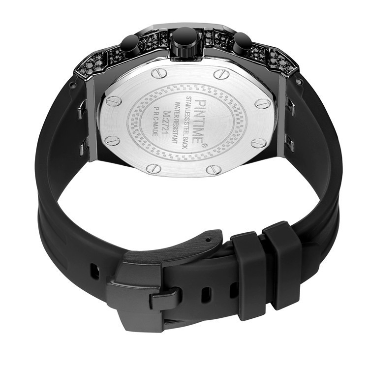 Men's Retro Chronograph Quartz Watch With Large Dial And Diamonds_voghion.com