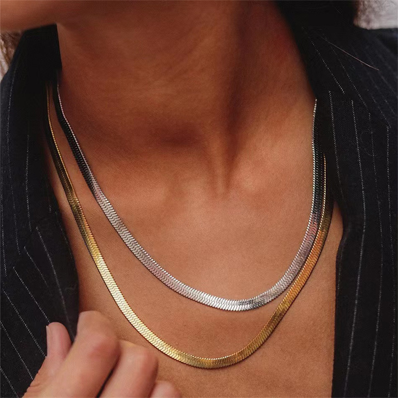 Travel Occasion PVD Coated Real Gold Plated 16K Gold White Gold Plated Gold Plating Geometric 304 Stainless Steel Fashion Waterproof Non Tarnish 304 Stainless Steel Necklace