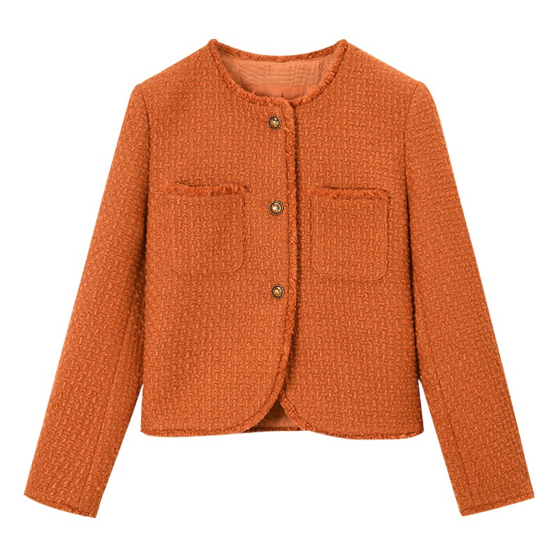 2023 Otoño de cercanías adelgazamiento temperamento Socialite Tweed borla borde clásico lana Chanel abrigo corto femenino 15375
