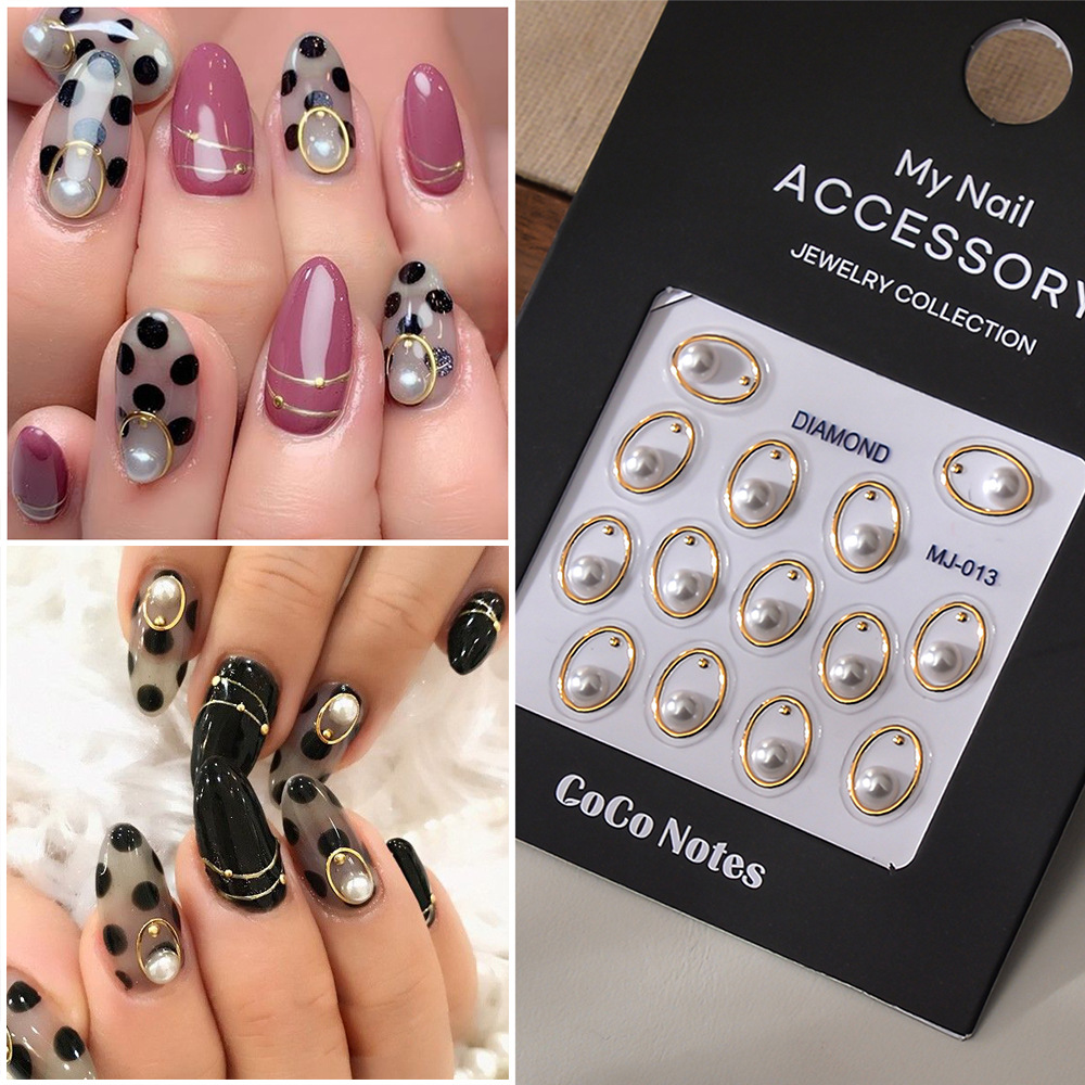 Nail Art Stickers Hot Stamping Light Luxury Imitation Pearl Little…