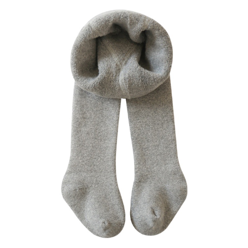 Invierno cálido algodón peinado de los niños pantimedias 2023 nueva engrosada Terry niñas mono polainas color sólido