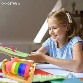 跨境木质胶带切割器儿童diy手工胶带收纳架办公桌面卷胶带分配架