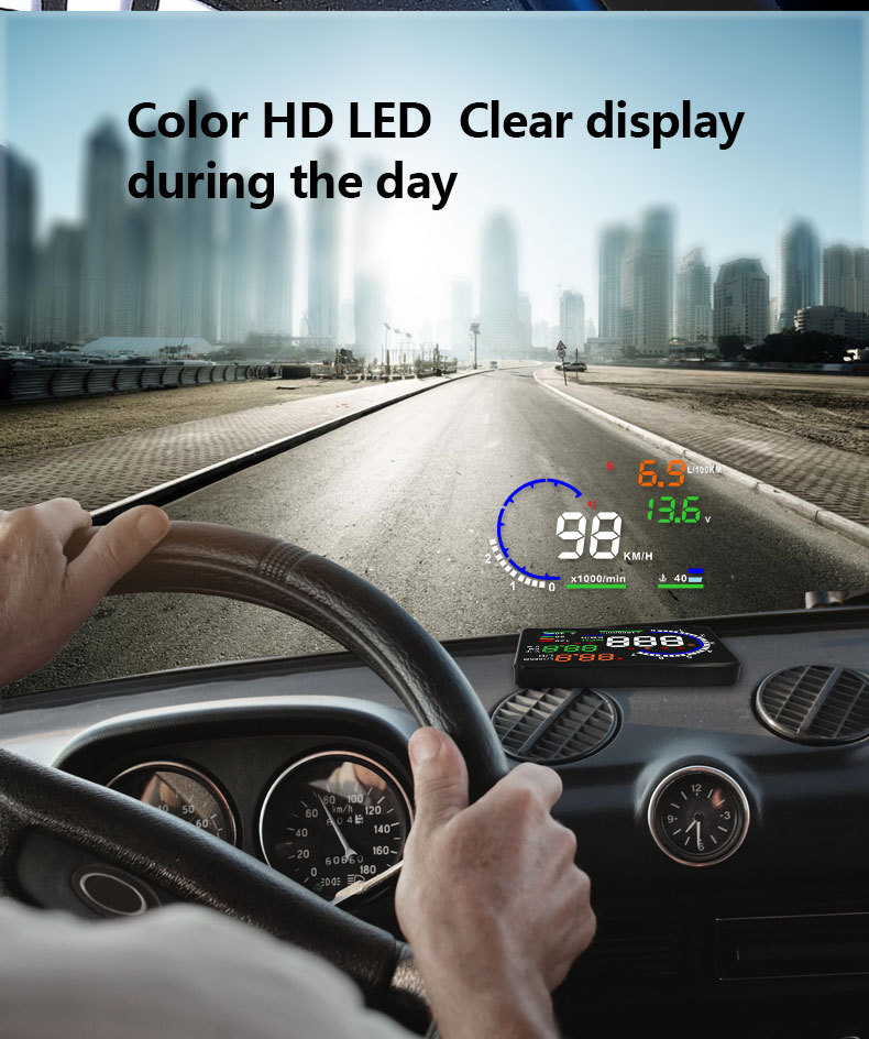 Cross-Border Hot Selling Car Head-Up Display Car Hud Multi-Function Instrument Obd Head-Up Display Supports Customization