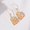 Square crystal, fashionable advanced earrings, Korean style, light luxury style, high-quality style