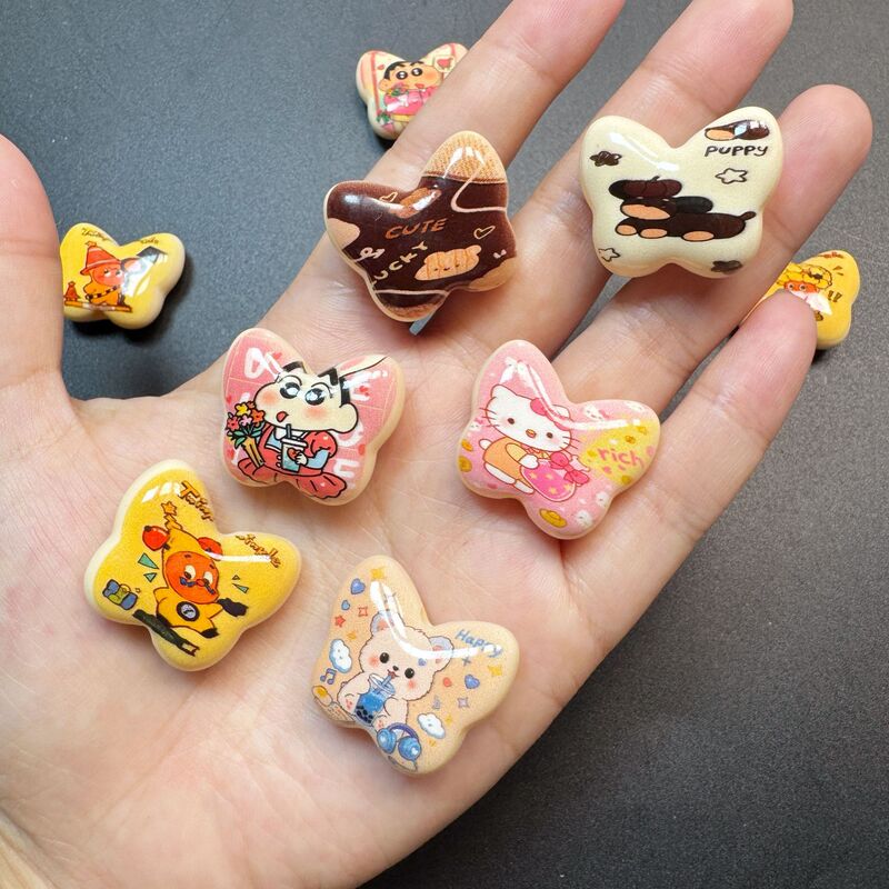 竖孔UV双面彩印卡通蝴蝶DIY手工串珠串笔钥匙链发绳饰品配件材料|undefined