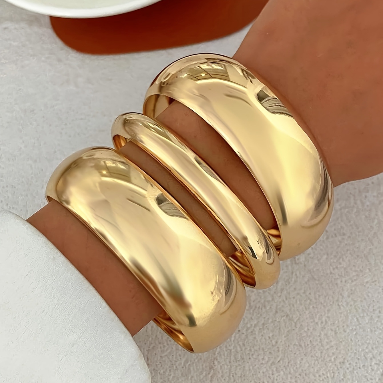 Europa y América de moda transfronteriza brillante boca ancha superpuesta brazalete conjunto de moda personalidad anillo de pigmento de oro exagerado pulsera mujer image 12
