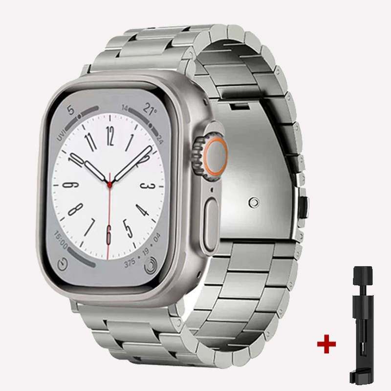 Подходит для Apple iWatch 1-8 поколений, серия Ultra, складной титановый ремешок с тремя звеньями