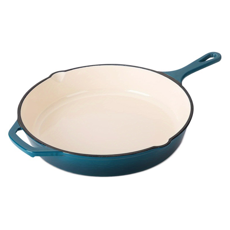 Manufacturer's Direct Delivery - Cast Iron Enamel Frying Pan, Korean-Style Barbecue Plate, Portable Flat-Bottomed Enamel Pot, Multifunctional Grilling Pan