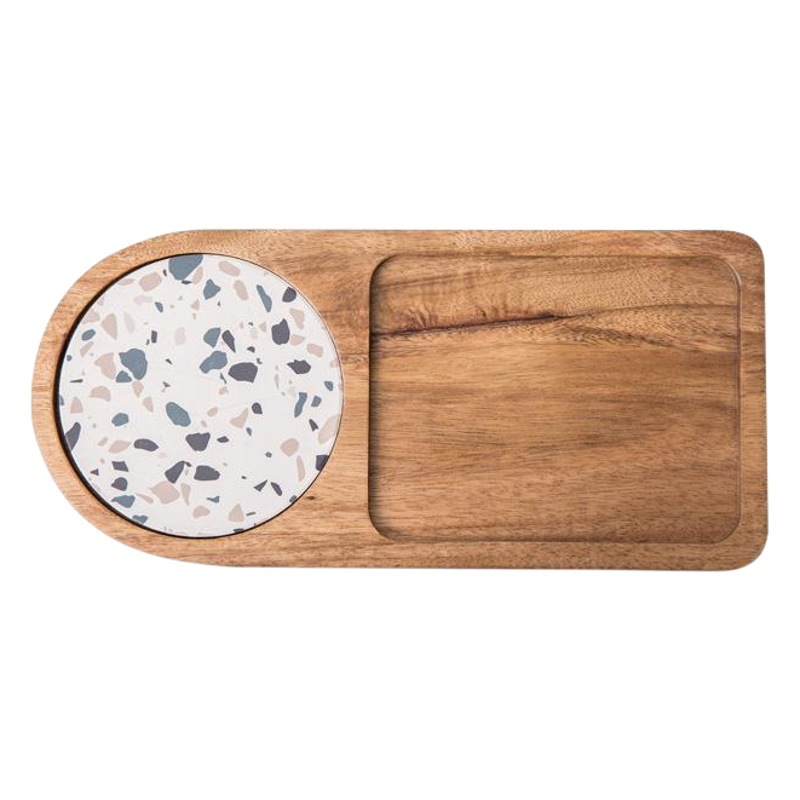 Estilo japonés placa de madera de acacia bebida postre bandeja rectangular cerámica posavasos plato de madera plato una persona comida swing raqueta