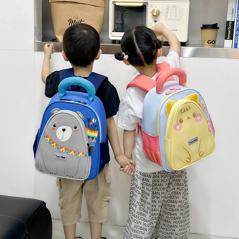 Cute oso mochila infantil caricatura preescolar niñas mochila transpirable para niños de clase media y grande