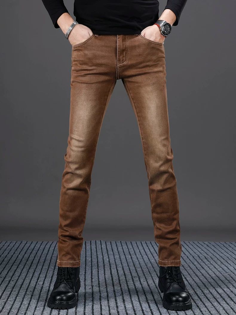 Férfi slim fit farmer nadrág hétköznapi pamut nadrág stílusos_voghion.com