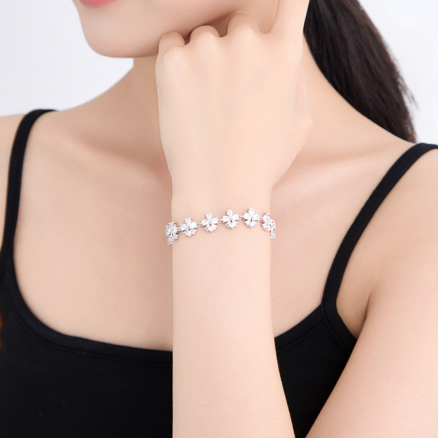 Pulsera de Flores con Gemas de Aleación de Cobre, Galvanizado, para Mujer image 4