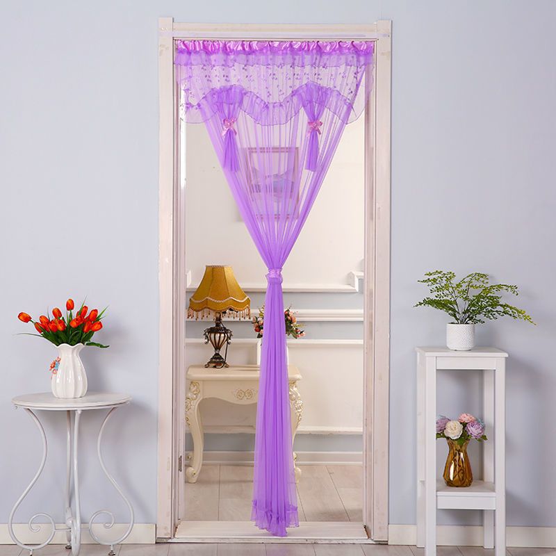 Cortina roja de boda de moda belleza hilo de encaje cortina de puerta dormitorio sala de estar simple cortina de partición a prueba de mosquitos