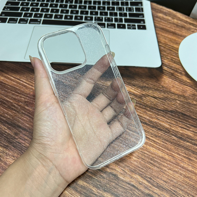 适用苹果17ProMax手机壳15简约14透明大孔12闪粉壳iphone16保护套|undefined