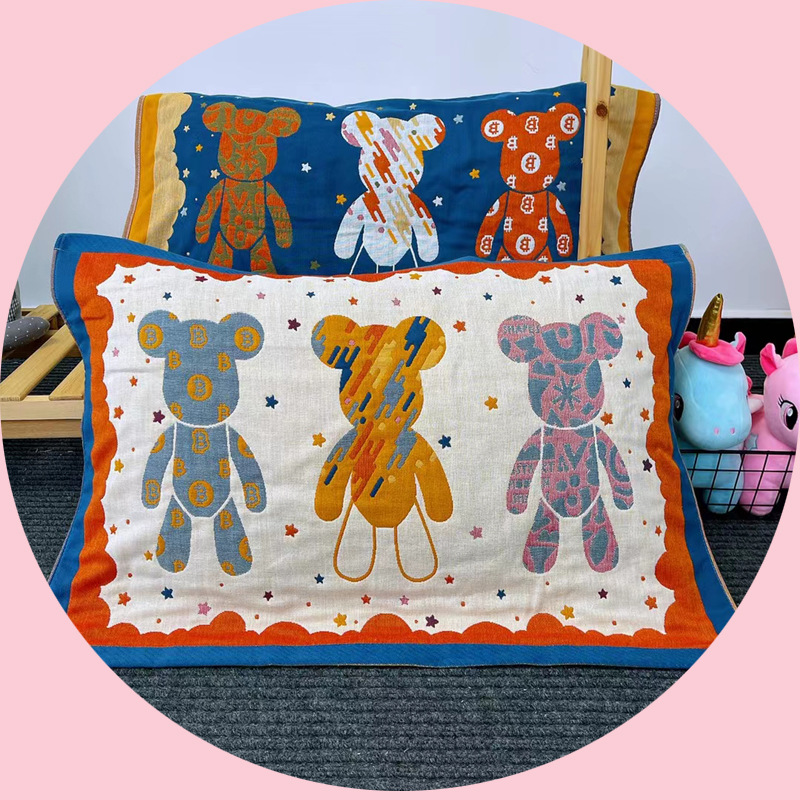 五层纱布新款枕巾加厚大单人棉枕巾棉枕头巾一对装