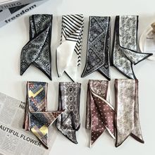 春秋服饰配饰双面黑白腰果花缎面丝巾腰带飘带优雅时尚领巾绑发