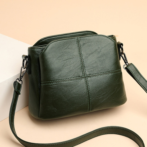 Soft leather fashionable bucket bag for middle-aged mothers  new Korean style simple and atmospheric one-shoulder crossbody bag casual