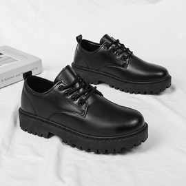 西装皮鞋男款2024夏季新款英伦风商务正装学生增高休闲黑色大头鞋