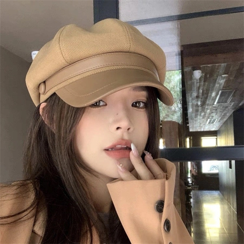 美拉德八角帽子女纯色贝雷帽女秋冬季2025新款复古画家帽子显脸小|undefined