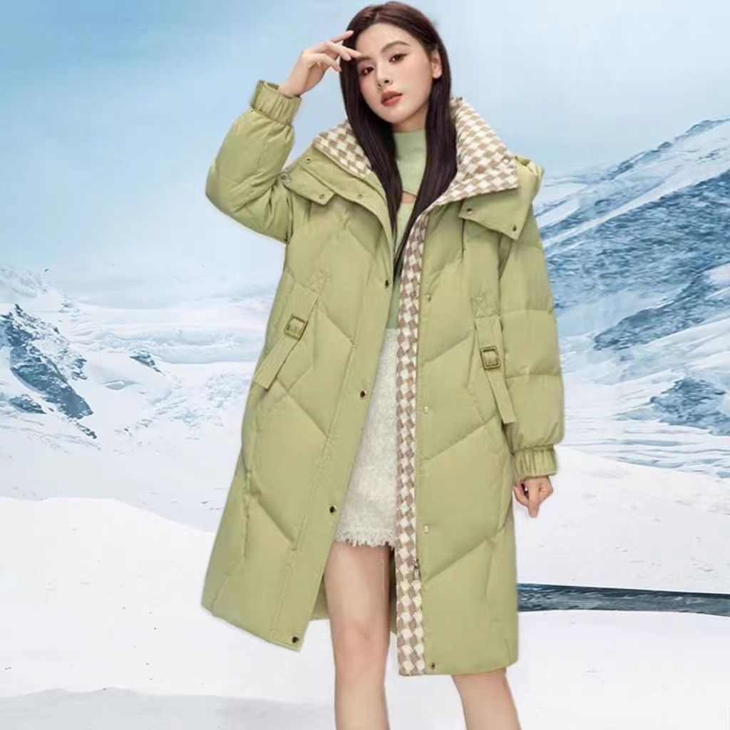 2023 새로운 코튼 패딩 재킷 여성용 겨울 두꺼운 코트 북동쪽 대형 코튼 패딩 코트 중간 길이 무릎 위 다운 코튼 패딩 코트