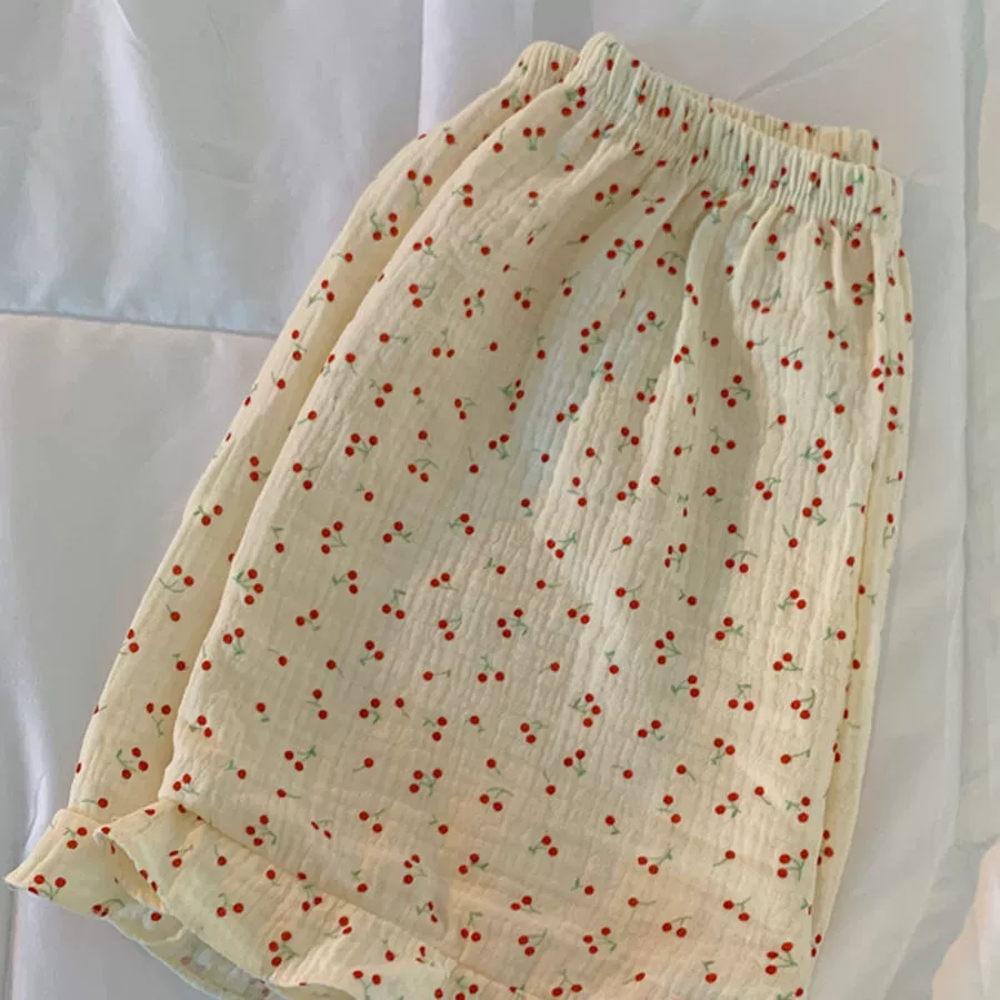 Ins ветреная пижама женский летний день хлопок сладкий подтяжка шорты сексуальный новый милый японский стиль