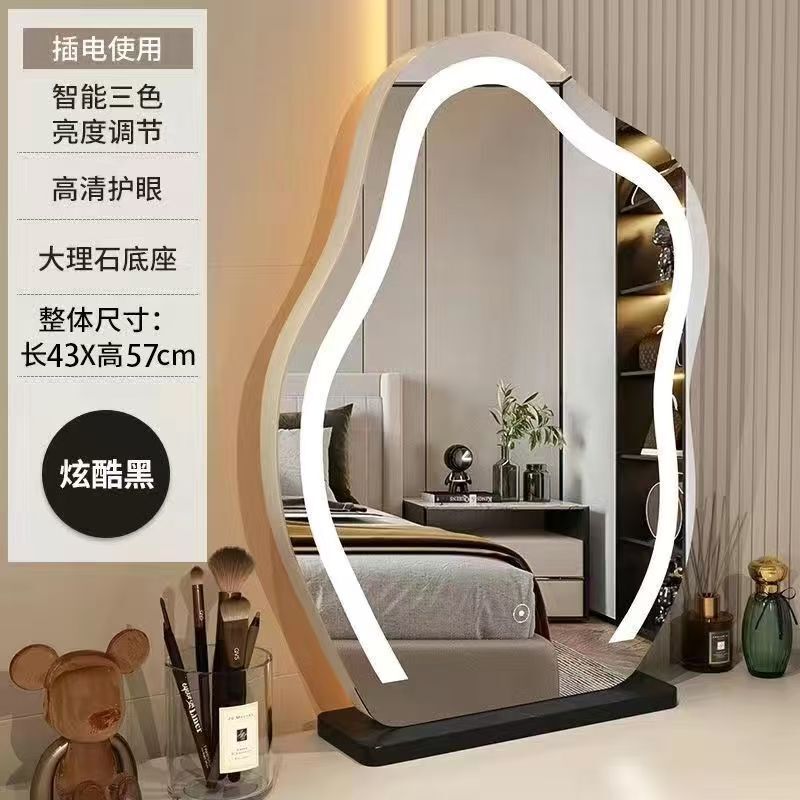 Yunduo 化粧鏡デスクトップ化粧鏡ライト付きライト高級 LED ハイエンドスマートミラーメイドドレッサーミラー|undefined