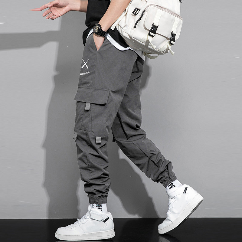 Men's Baggy Graphic Print Flap Pocket Drawstring Cargo Pants Regular Fit Casual Tactical Military Trousers Street Trendy Trousers for Men_voghion.com