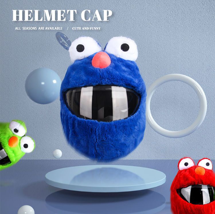 Helmet Protective Hood for Men and Women Motorcycle Full-Face Helmet Cartoon Plush Animal Cute Hood Rabbit Mask Animal