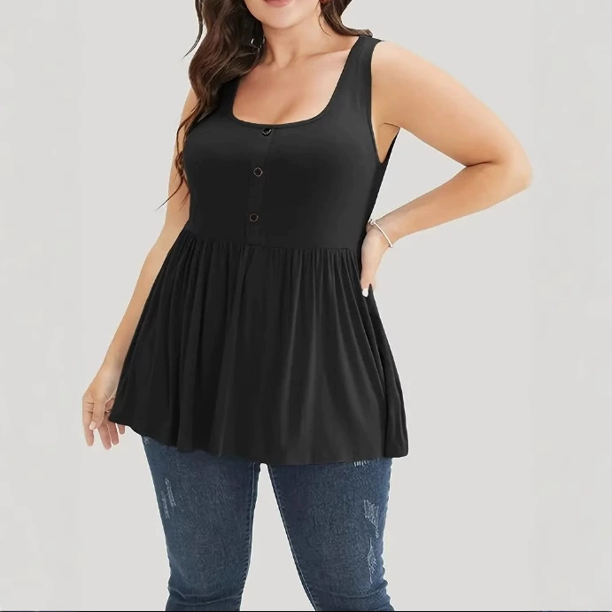 Summer solid long T-shirt sleevless for leisure, vest, Amazon, mid-length