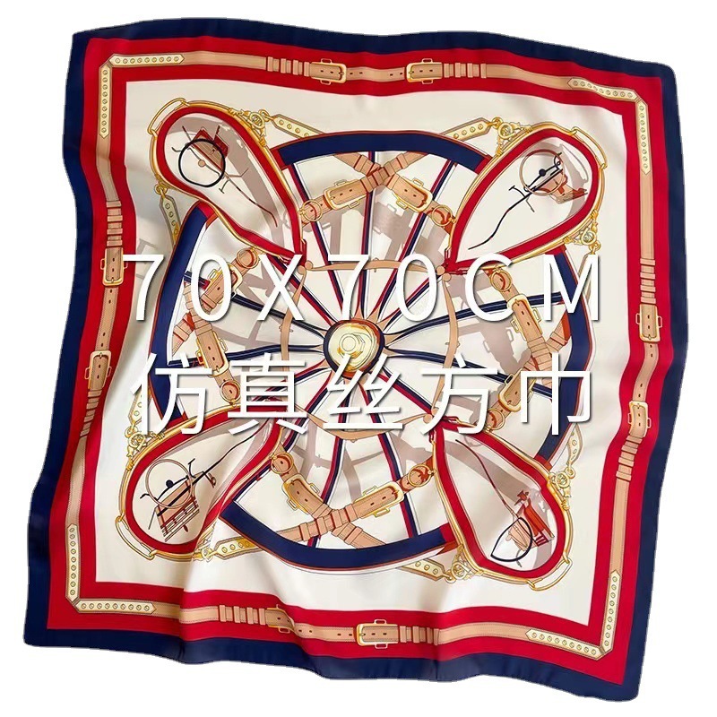 2025 primavera y otoño nuevo 70 pequeño bufandas cuadradas bufandas de seda impresión de letras estereoscópicas bufandas de seda de imitación profesional bufandas de seda al por mayor