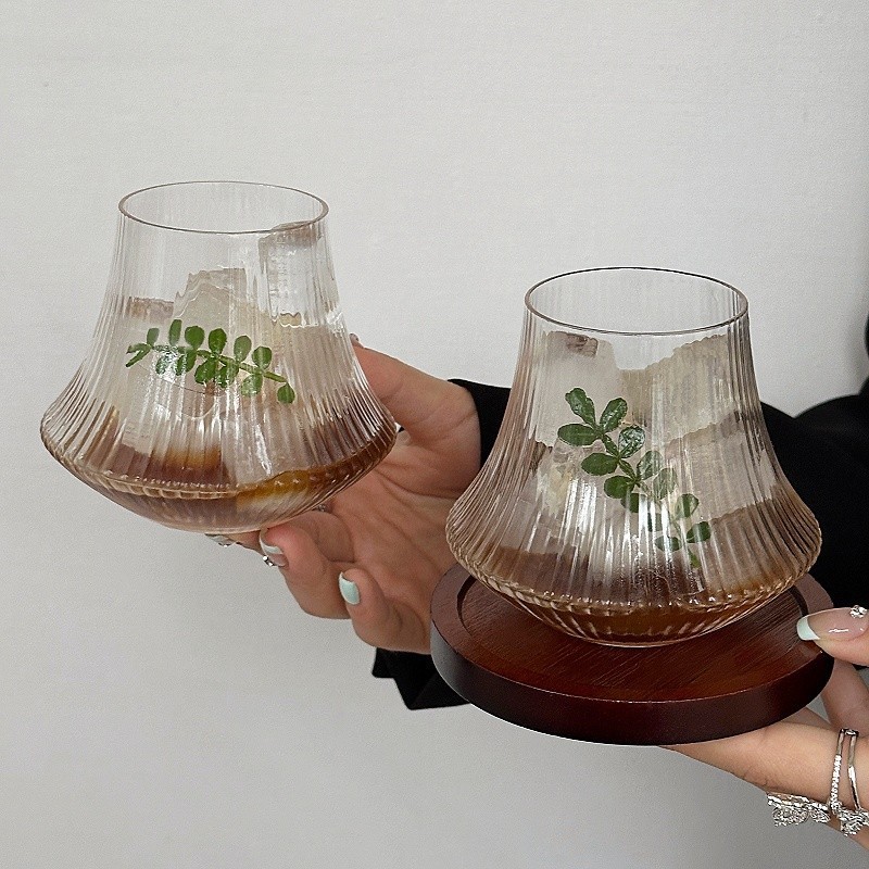 小衆創意縦紋冷杯グラス氷アメリカラテカップコーヒーカップ飲料カップウイスキーグラス|undefined