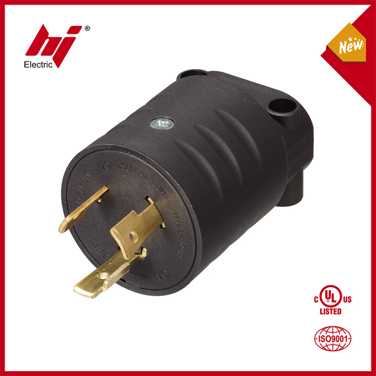 NEMA L6-20P美标大功率组装插头 20A美式防脱落耐高温装配插头
