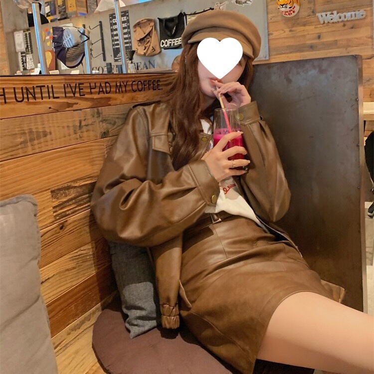 美式皮衣外套女短款2025春秋不裂皮百搭宽松机车皮夹克洋气直销|undefined
