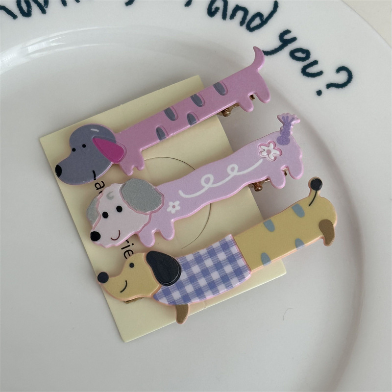 Forcina per capelli a forma di cucciolo, dolce, ragazza dei cartoni animati, a forma di cuore, a forma di becco d'anatra, lunga, con frangia, fermaglio per capelli spezzati, accessori per capelli Nuovo_voghion.com