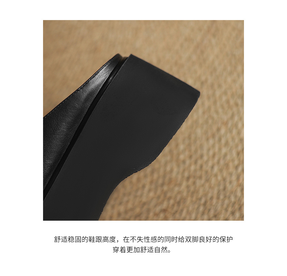 Sandal miệng cá đế xuồng cao su dày dáng người nhỏ, dép xỏ ngón mùa hè platform — Màu đen chi tiết 20