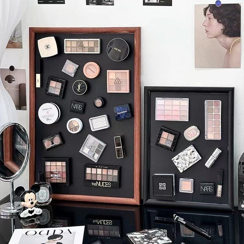 Maquillaje de absorción magnética pizarra de maquillaje refrigerador pizarra de absorción magnética pared de almacenamiento decoración foto pared tablero de exhibición madera