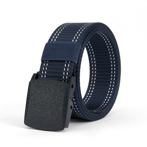 Cross-border nylon belt for men, outdoor sports tactical belt, smooth plastic buckle, metal-free canvas belt