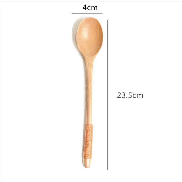 23.5 Lotus Wood Spoon Khaki Color Wrap Line