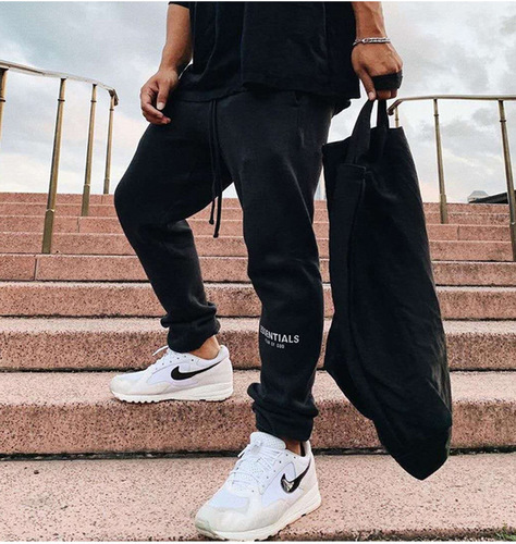 [Higher version] FCAR OF GOD ESSENTIALS reflective letter trousers plus velvet trendy brand leggings sweatpants