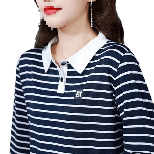 Southeast Asia lapel long-sleeved shirt for women, spring and autumn new middle-aged mother sports casual shirt, large size