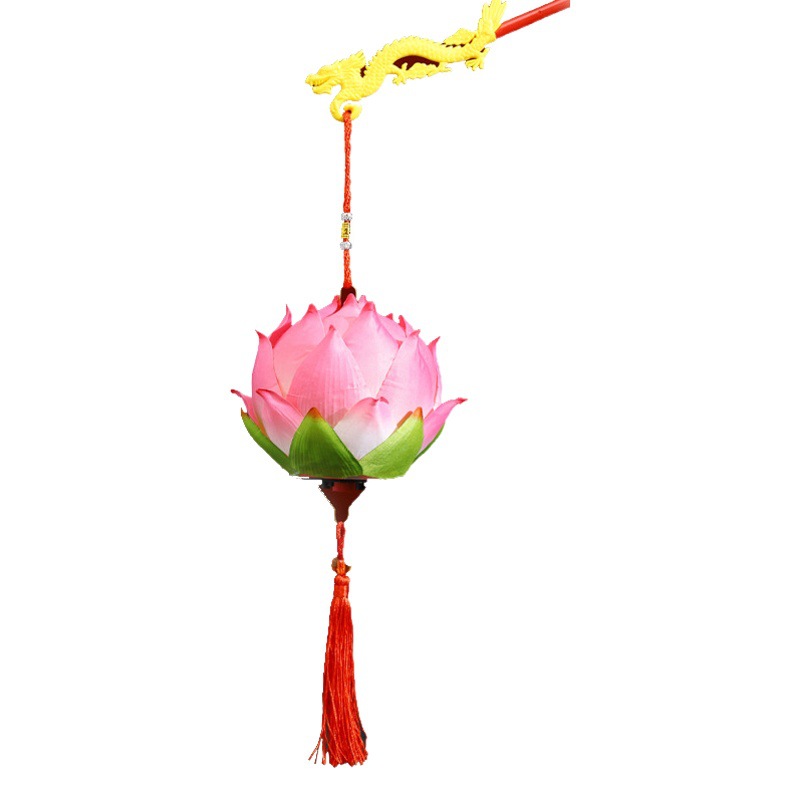 Linterna de Año Nuevo lámpara de loto linterna portátil para niños hecho a mano bricolaje decoración de vacaciones portátil estilo antiguo moda nacional linterna pequeña