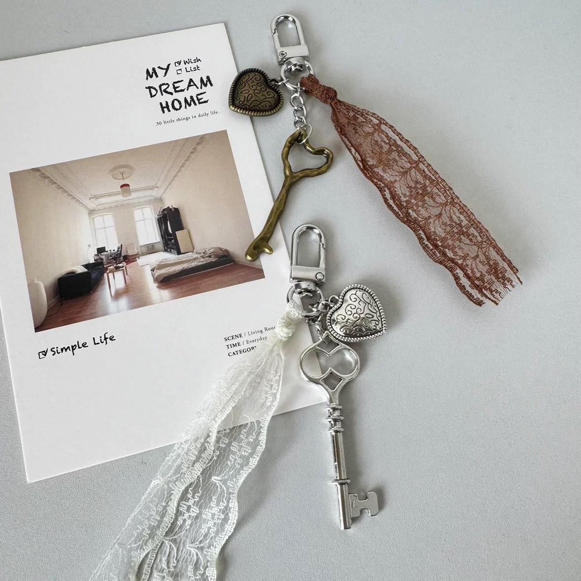 Alloy Material 1 Piece Alloy Heart Shape Key Bag Charms
