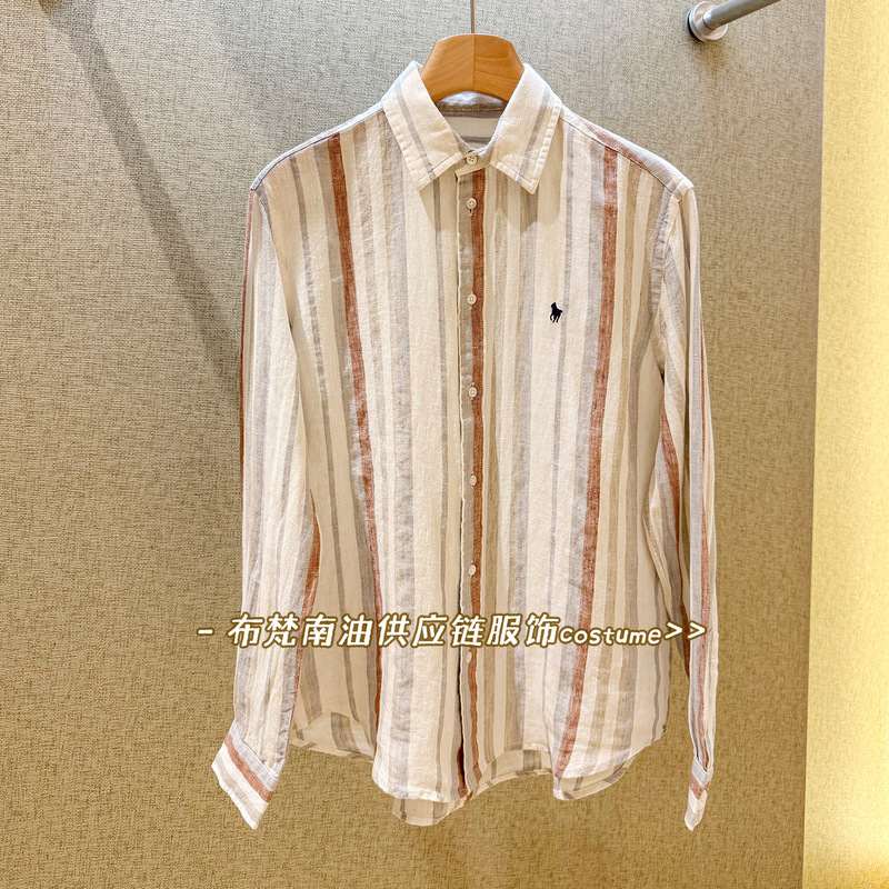 Rl Ralph Lauren Old Money Linen Collared Embroidered Striped Shirt for Women 2026 Spring/Summer New Versatile Commuter Loose Shirt Rl Ralph Lauren Old Money Linen Collared Embroidered Striped Shirt for Women 2026 Spring/Summer New Versatile Commuter Loose Shirt