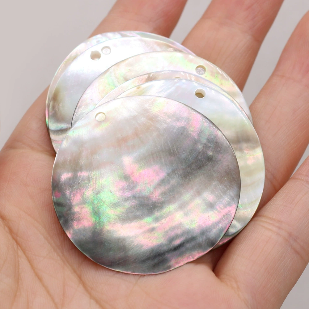 Натуральная круглая черная ракушка кулон DIY полуфабрикаты ручной работы серьги-шпильки аксессуары для одежды оптом