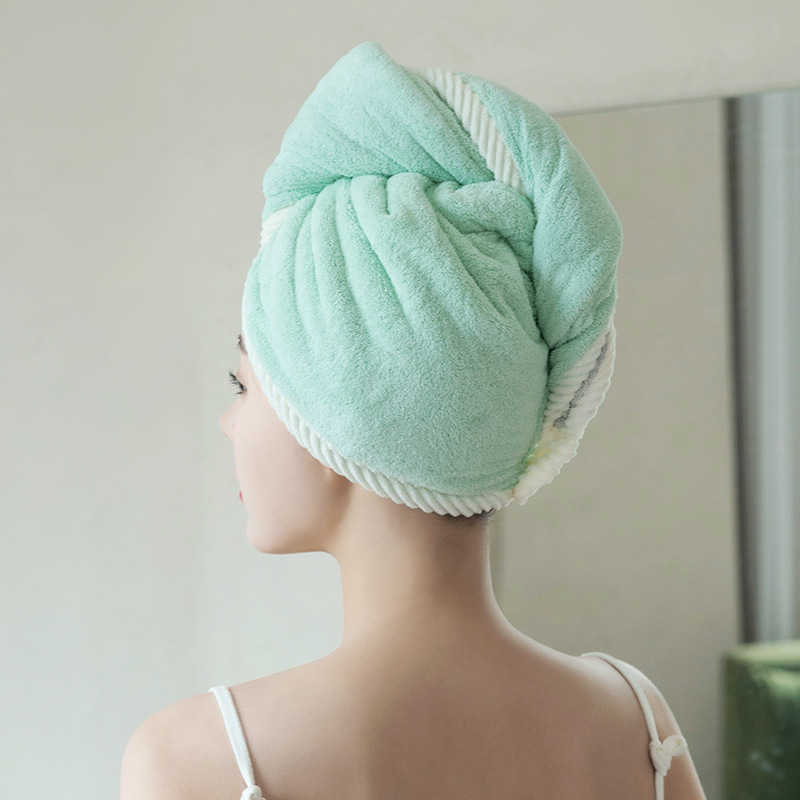 Women's Double Layer Coral Velvet Dry Shampoo Hat 2022 New Model Super Absorbent Fine Fiber Head Scarf Two-Sided Dry Shampoo Scarf Wholesale